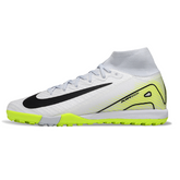 Nike Zoom Mercurial Superfly 10 Elite TF White and Fluorescent Green Kids' Soccer Cleats